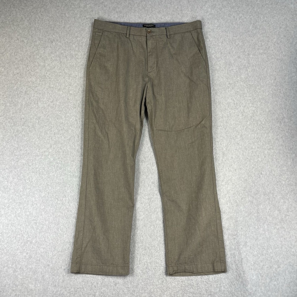 Banana Republic Kentfield Dress Pants Mens 36x30 Brown Weave Slim Fit 35x29